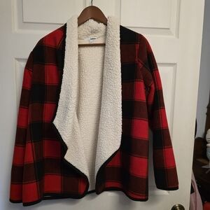 Williams Sonoma Red and Black Plaid Teddy Jacket